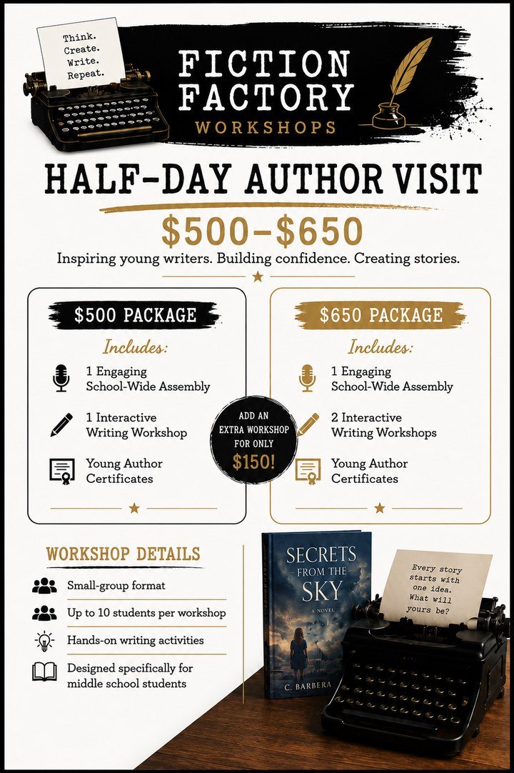 Preview of the Fiction Factory Workshops Half-Day Author Visit 